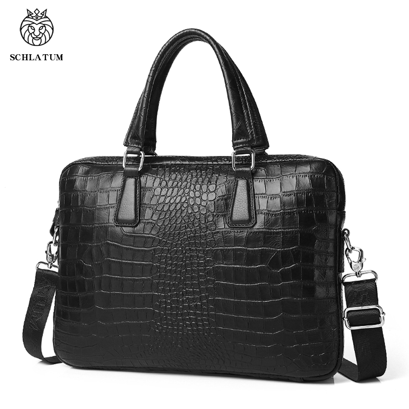 Luxury Bags That Fit Laptop - SCHLATUM 本革ワニグレインブリーフケースハード男性のための 15.6 インチのラップトップブリーフケースバッグコンピュータバッグ高級ハンドバッグ