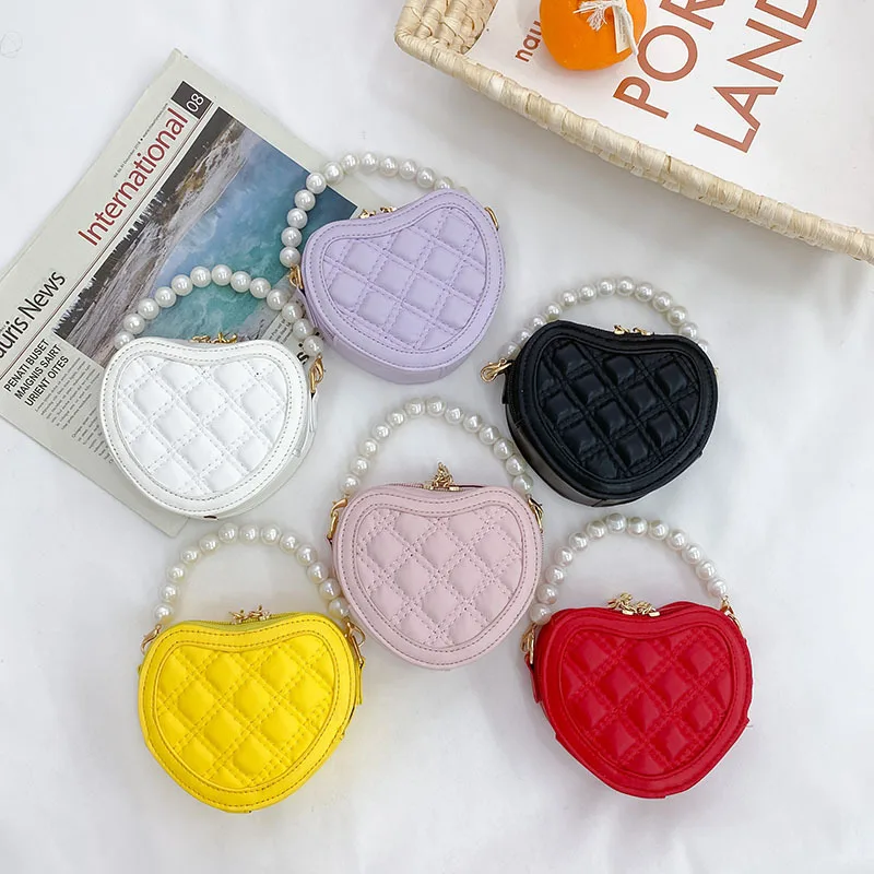 Accordion Wallet Zip - 小さな女の子のためのハート型のショルダーバッグ,かわいい小さなハート型のショルダーバッグ,パールハンドル,プリンセススタイル,財布