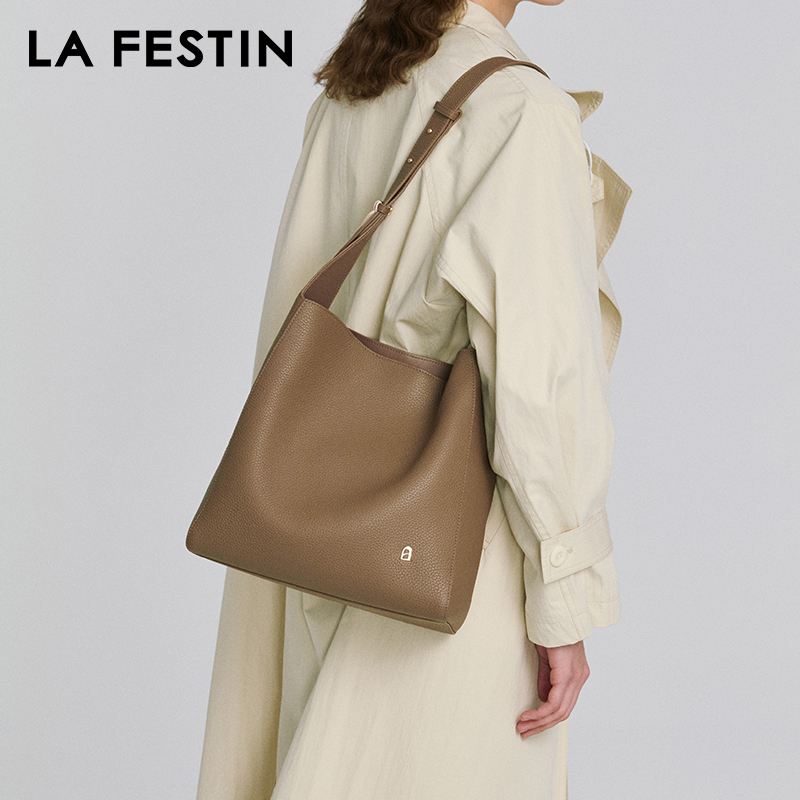 Luxury Bags La - LA FESTIN オリジナル新レザーショルダーバッグトートバッグ女性のためのファッションバケットバッグ高級ブランド大容量クロスボディバッグ
