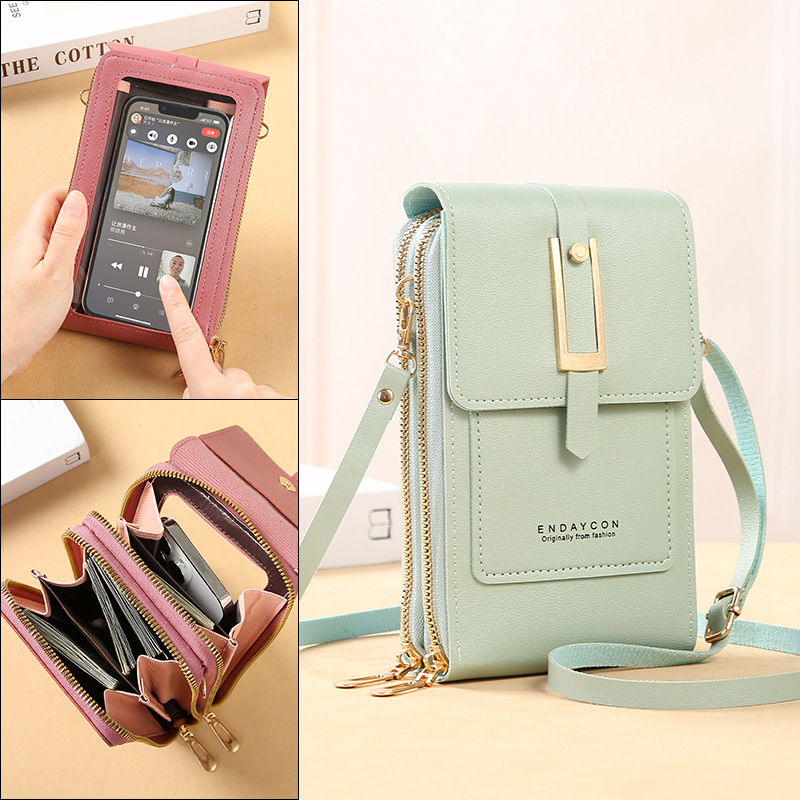 Accordion Wallet Zip - タッチスクリーン携帯電話女性バッグソフトレザー財布ハンド財布女性のためのクロスボディバッグ小さなハンドバッグ安い女性のバッグ