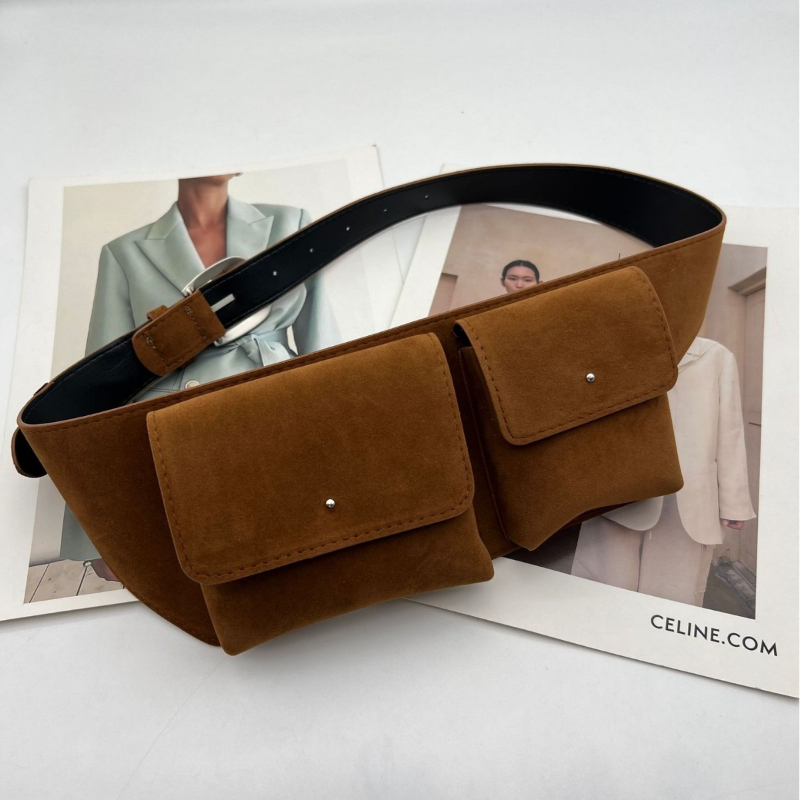 Belt Bag Leather Wide - ヴィンテージ風スエードPUレザーウエストポーチ レディース 2026 ワイドウエストベルト付き ダブルコインパースバッグ ミニカジュアル女性用ファニーパック