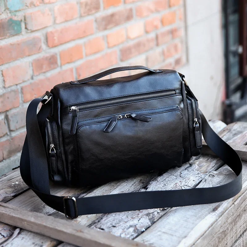 Luxury Bags That Fit Laptop - 男性用レザーショルダーバッグ,クロスボディメッセンジャーバッグ,ビジネスラップトップハンドバッグ,レトロランダムバッグ,高級ブランド