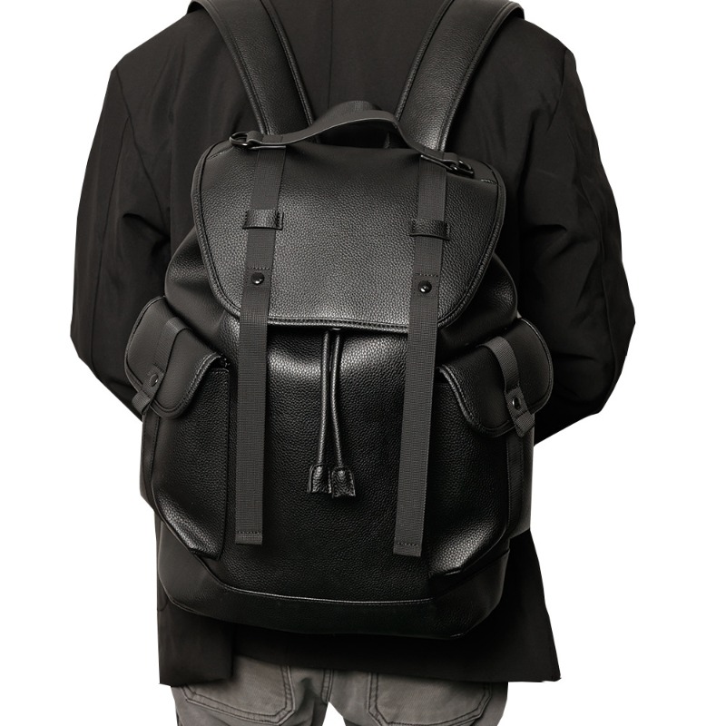 Luxury Bags That Fit Laptop - 新しいファッションバックパック男性フラップトラベルバッグメンズバックパック 15 インチラップトップバッグ高級 PU レザーバックパック男子学生通学バッグ