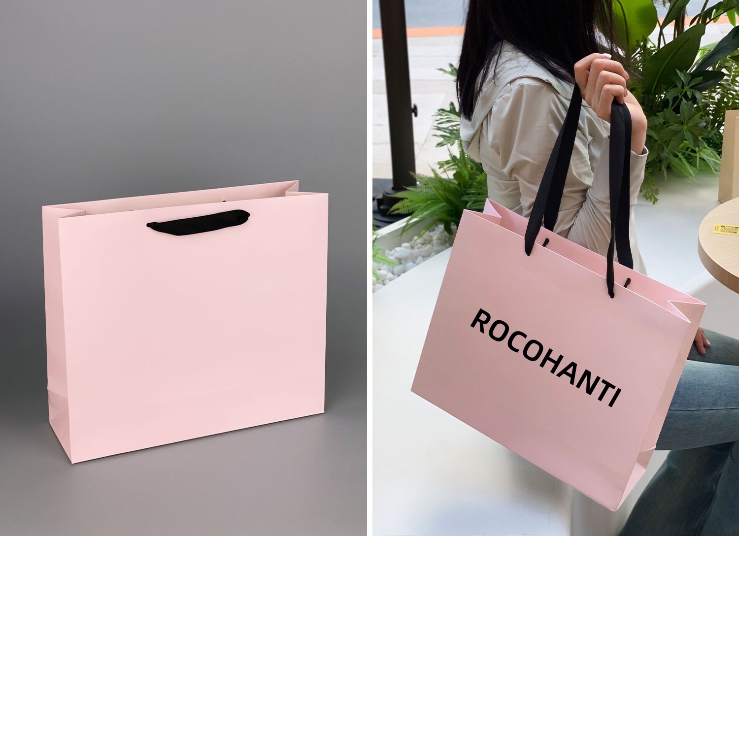 Luxury Bags Price - 50個入り卸売価格高級ロゴ入りカスタムショッピングペーパーバッグ包装紙袋リボン付き