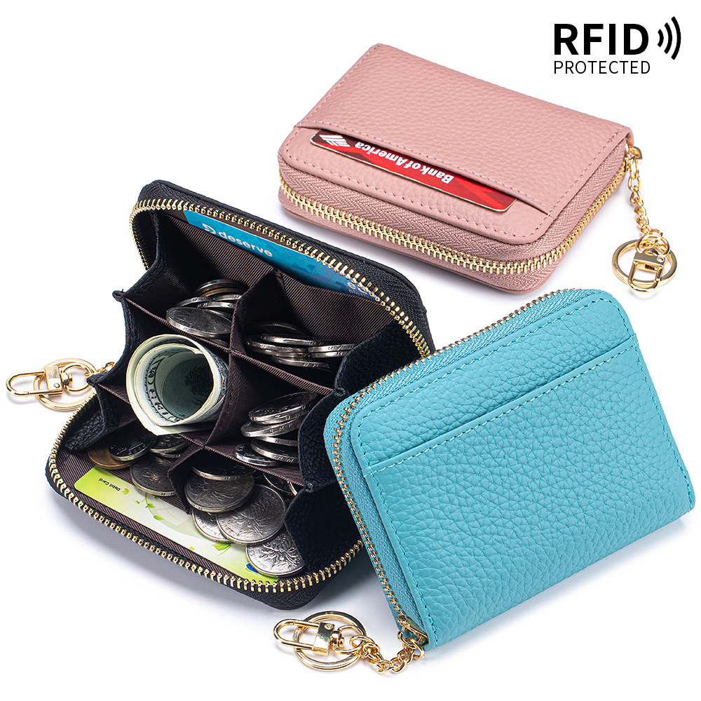 Luxury Bags Made In China - 本革高級クレジットカードホルダーポータブル RFID ブロッキング女性のカードバッグジッパーポケット大容量小銭入れギフト