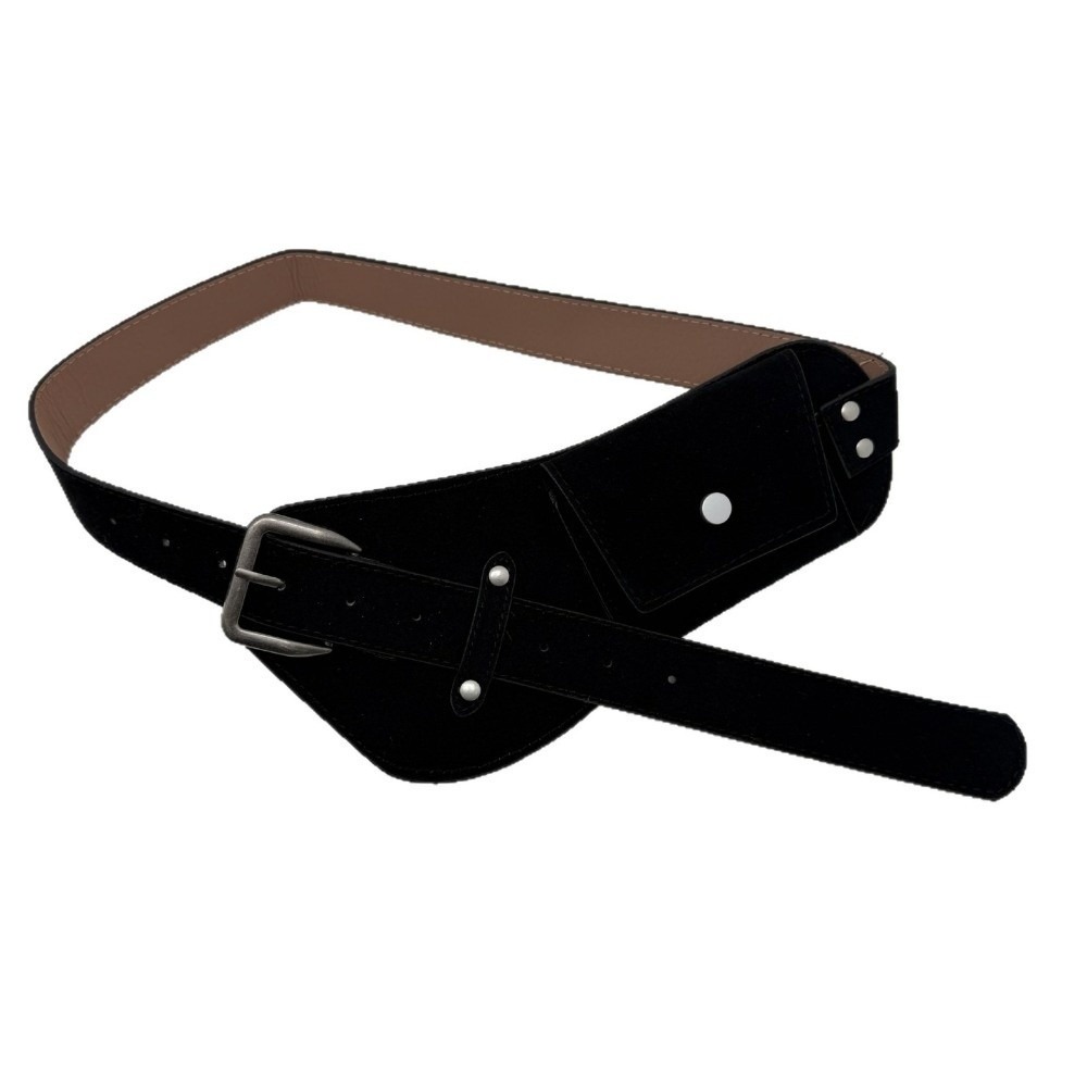 Belt Bag Leather Wide - ファッションPUピンバックルウエストバンド合金クールマイヤードウエストベルト幅広多用途スエードウエストバッグベルト女性用