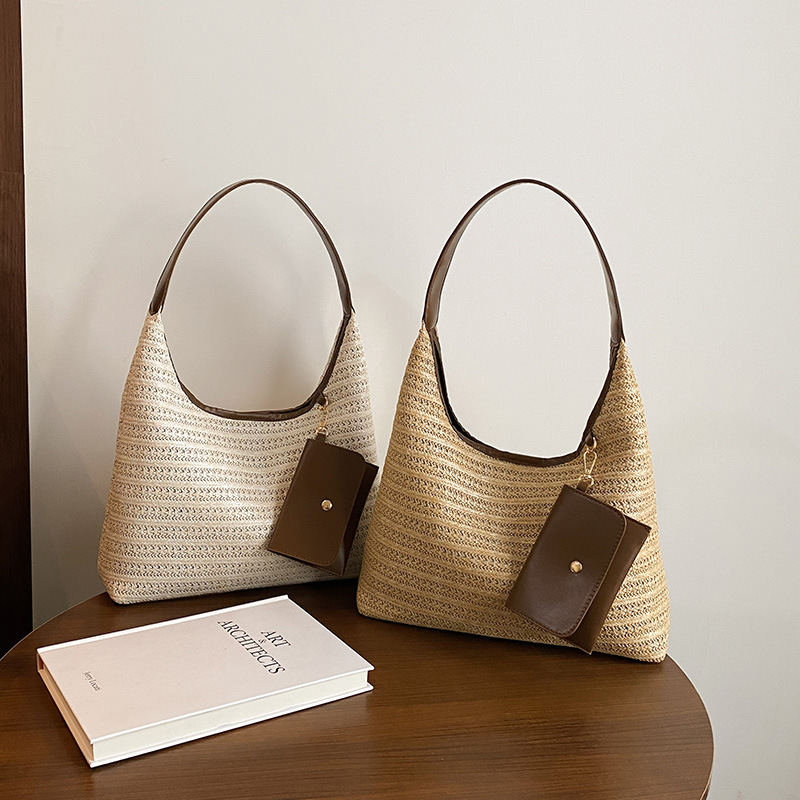 Luxury Beach Bags Ysl - 2026年トレンドのストロースタイル、新しくてファッショナブルでスタイリッシュな大容量シングルショルダー織り込み通勤トートバッグ（女性用）