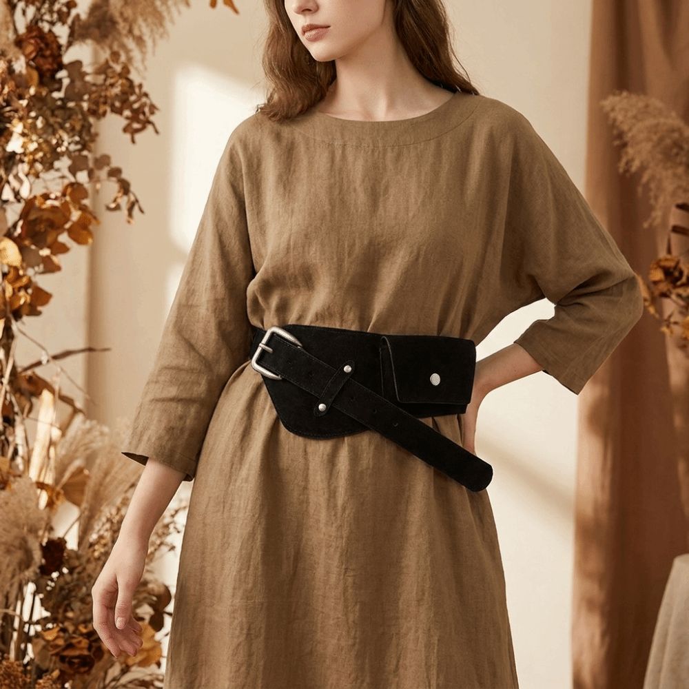 Belt Bag Leather Wide - ファッションPUピンバックルウエストバンドワイド合金メイラードウエストベルト高級クールスエードウエストバッグベルトフェスティバル