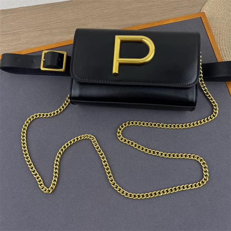 女性のデザイナー P レター PU レザーバッグコルセット女 - Belt Bag Leather Wide のレビューと価格