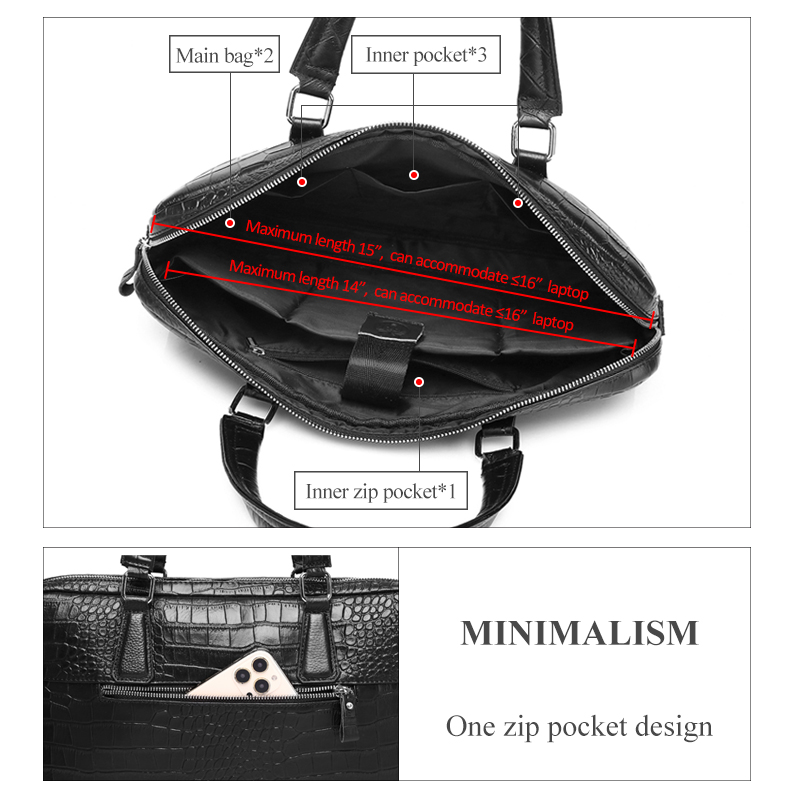 SCHLATUM 本革ワニグレインブリーフケースハード男性の - Luxury Bags That Fit Laptop のレビューと価格