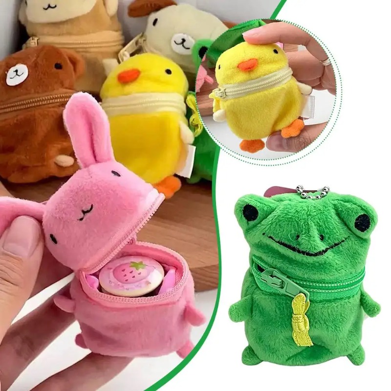 かわいいピンクのふわふわウサギのコインケースキーホルダー漫画 - Accordion Wallet Zip のレビューと価格