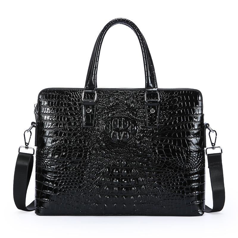 新しいクロコダイルグレインラップトップバッグ牛本革メンズブリ - Luxury Bags That Fit Laptop のレビューと価格