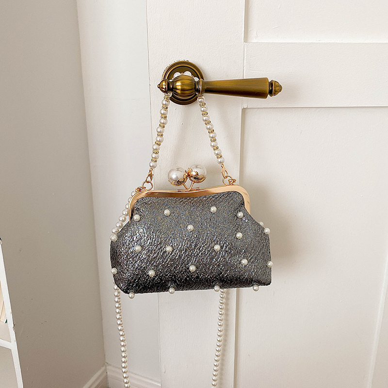 グリッターパール装飾キスロックイブニングクラッチバッグ女性パ - Luxury Bags Affordable のレビューと価格