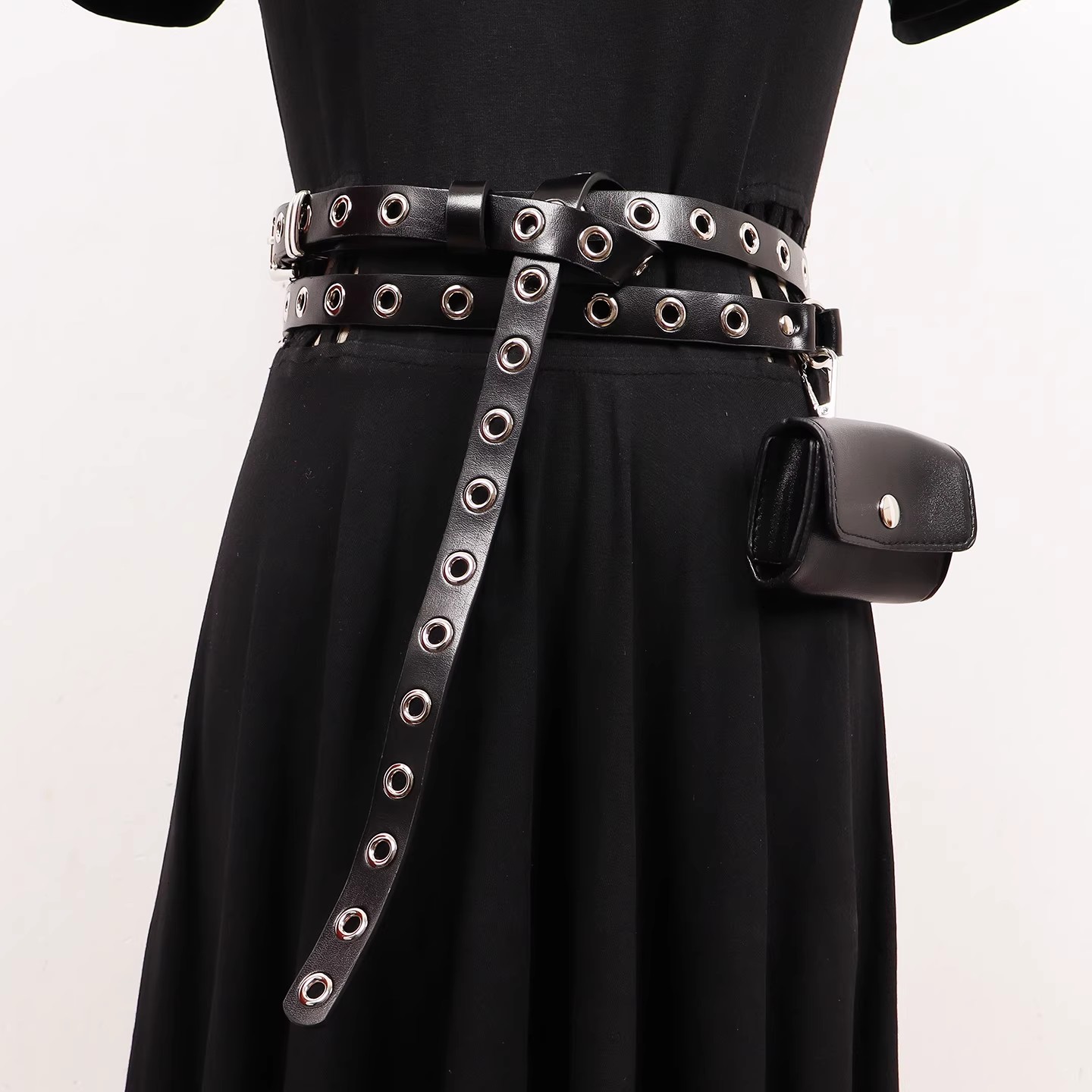 女性のランウェイファッション本革黒バッグカマーバンド女性ドレ - Belt Bag Leather Wide のレビューと価格