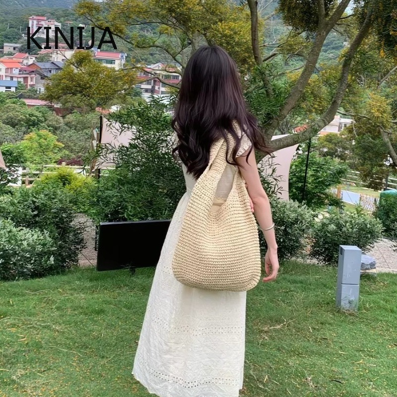 ファッション女性ショルダーバッグ織り女性ハンドバッグ大容量夏 - Luxury Beach Bags Ysl のレビューと価格