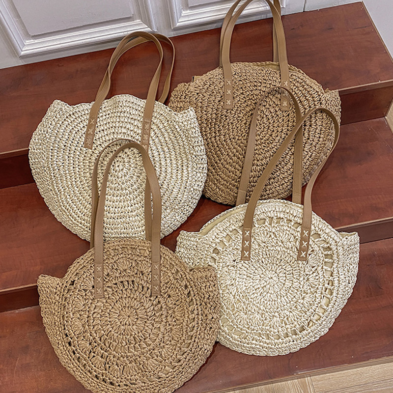 夏ラウンドわら女性休暇織ビーチショルダーバッグ大容量中空アウ - Luxury Beach Bags Ysl のレビューと価格
