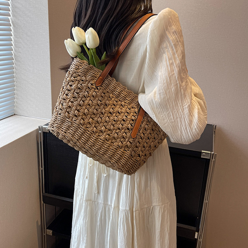 デザイナーカジュアル籐籐トートバッグ大容量織女性の夏のビーチ - Luxury Beach Bags Ysl のレビューと価格