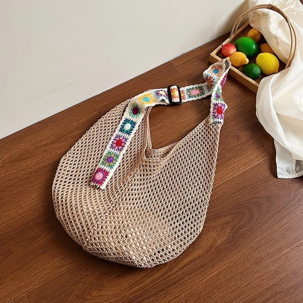 新しい大容量かぎ針編みトートバッグ刺繍ストラップ付き軽量中空 - Luxury Beach Bags Ysl のレビューと価格