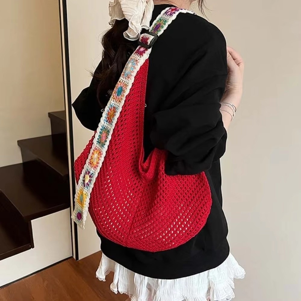 新しい大容量かぎ針編みトートバッグ刺繍ストラップ付き軽量中空 - Luxury Beach Bags Ysl のレビューと価格