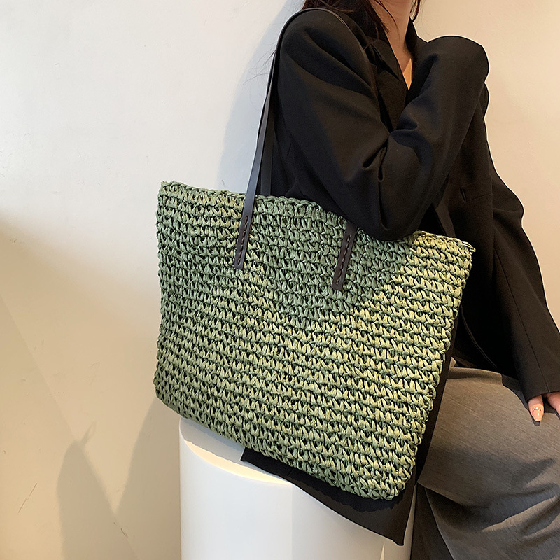 女性ハンドバッグ夏のビーチバッグ籐織手作りニットわら大容量ト - Luxury Beach Bags Ysl のレビューと価格