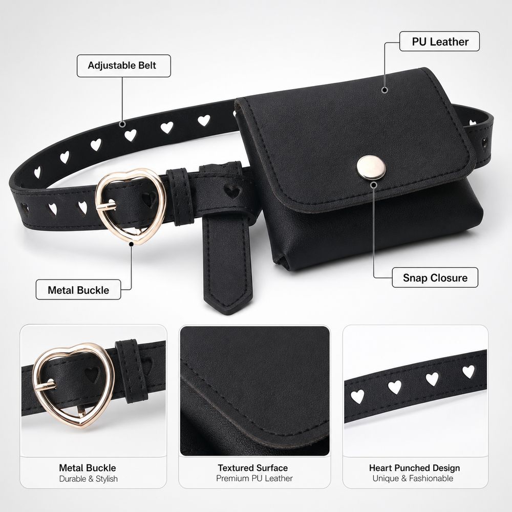 新しい PU レザー女性用ウエストバッグコンパクト軽量ベルト - Belt Bag Leather Wide のレビューと価格