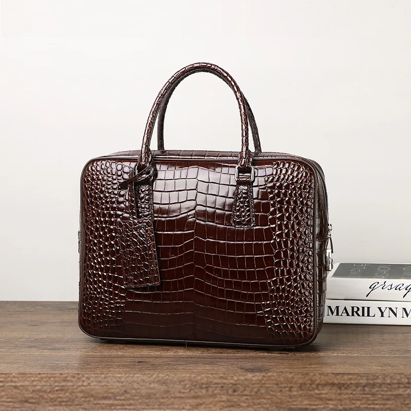 2025 新しい高級ワニ柄本革ビジネスメンズブリーフケース男 - Luxury Bags That Fit Laptop のレビューと価格