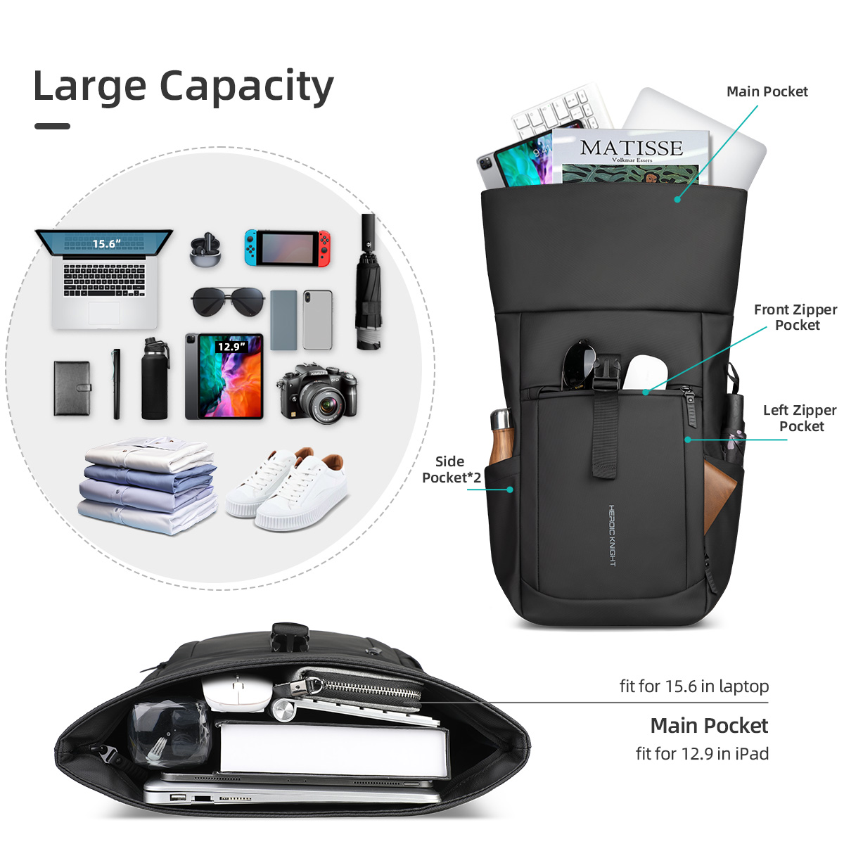Heroic Knight 高級ロールトップバックパック男性 - Luxury Bags That Fit Laptop のレビューと価格