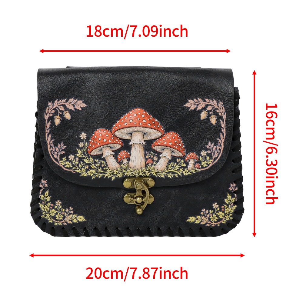 1ピース レッドマッシュルームプリント PUウエストバッグ  - Belt Bag Leather Wide のレビューと価格