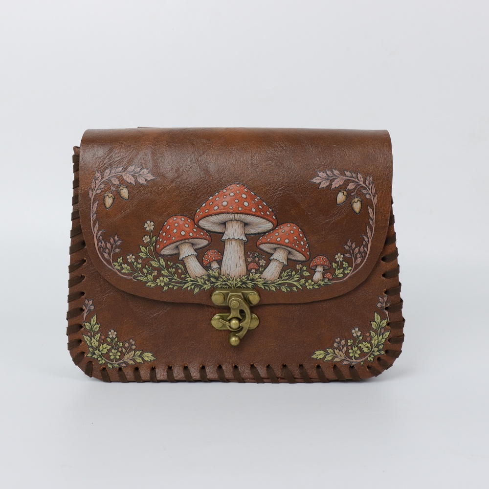 1ピース レッドマッシュルームプリント PUウエストバッグ  - Belt Bag Leather Wide のレビューと価格